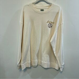 HEY GANG | cream boxy sweatshirt embroidered peace sign